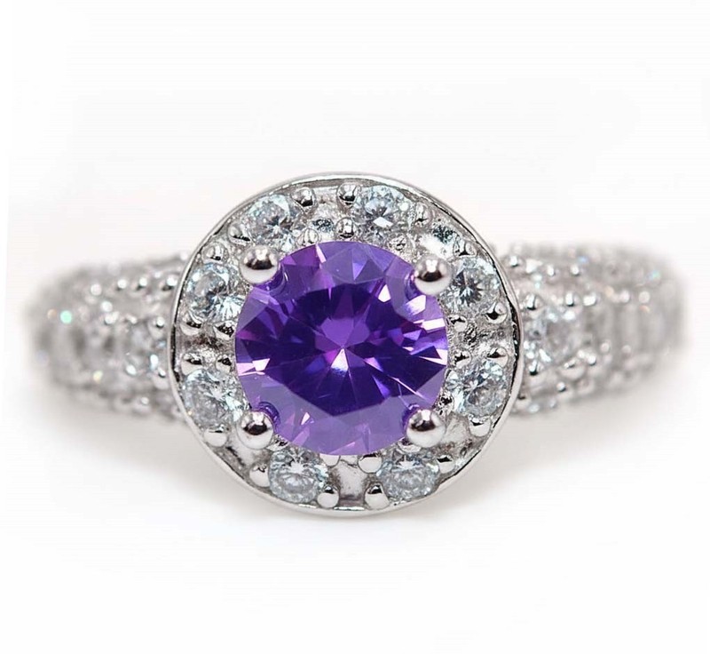 2CT  Amethyst 925 Solid Sterling Silver Ring Jewelry Sz 8 F8-2
