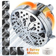 Filtered Shower Head 8 Modes Replacement Showerhead High Pressure Rain Shower US