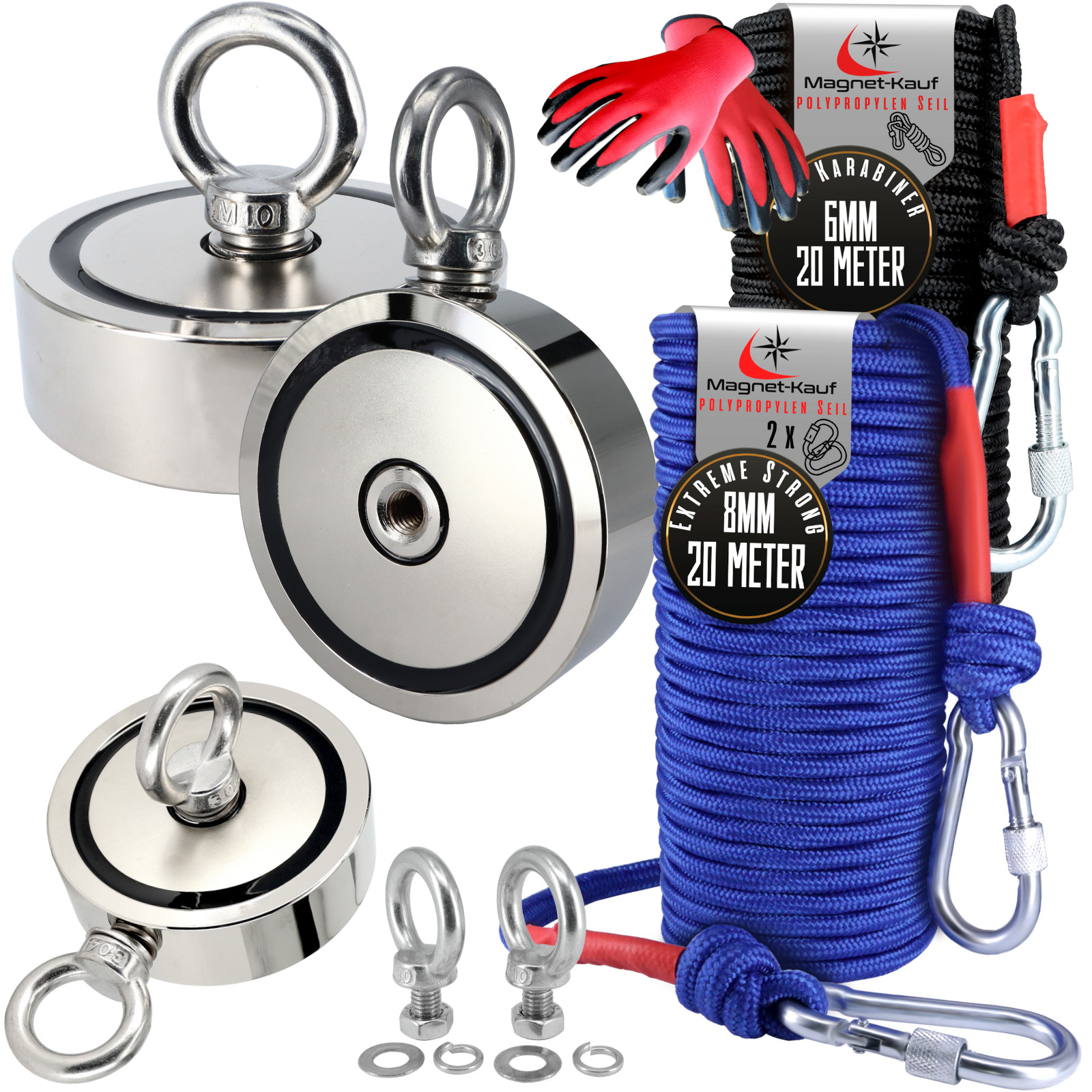 Juego de imanes de montaña con cuerda pesca magnética 160 kg a 1200 kg imán de ojal de neodimio fuerte