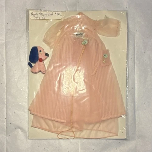 Barbie Nighty Negligee #965 Vintage Pink Doll Nightwear with Dog Plush 1959