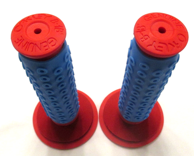 OAKLEY GRIPS B1-B NEW RARE LIGHT BLUE W RED GRIPS & RED DONUTS BMX