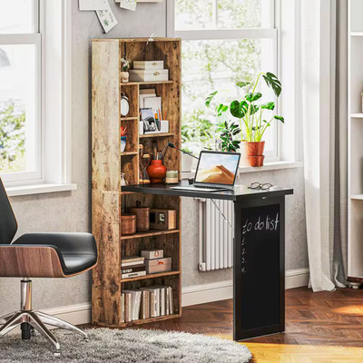 Fold-Out Convertible Writing Table 20 In. Computer Desk with Blackboard and Side