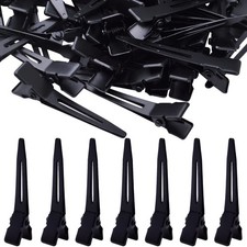 100pcs Black Single Prong Curl Clips Metal Alligator Hair Pins Styling Clips ...