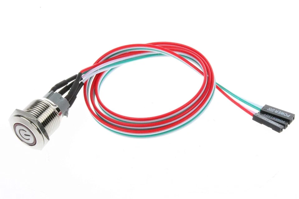 Interruptor de alimentación de botón pulsador de chasis de metal de 16 mm con cable de extensión de 22" para estuche de PC Foto 4 de 4