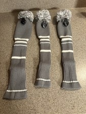 3 Scott Edwards GRAY knit pom pom head covers all have adjustable loft dials NEW