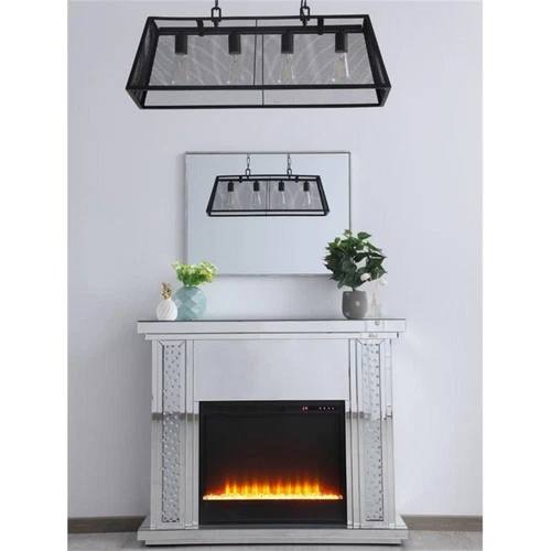 Elegant Decor Modern 47.5" Sparkling Mirrored Crystal Fireplace Mantle - Picture 10 of 11