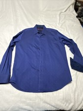 Robert Graham Men s XL Blue Geometric Button Front Dress Shirt Tailored Fit