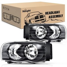 Nilight Headlights for 2002 2003 2004 2005 Ram 1500 2500 3500 Truck Black Hou...