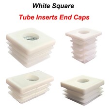White Square Tube Inserts End Caps for Adjustable Furniture Leveling Feet Nuts