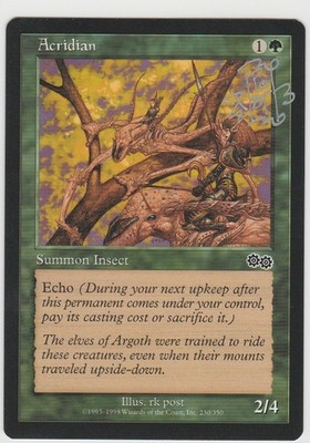 Magic the Gathering ~ Acridian ~ M/NM ~ Urza's Saga ~ Signed by Artist #3