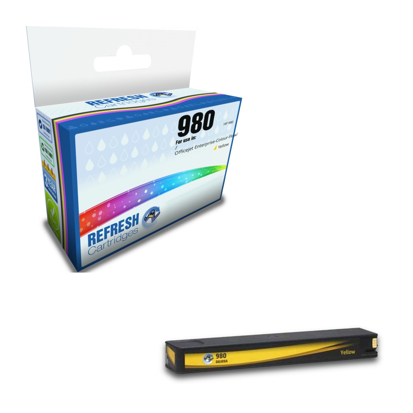 Refresh Cartridges Replacement Yellow 980 Ink Compatible With HP Printers