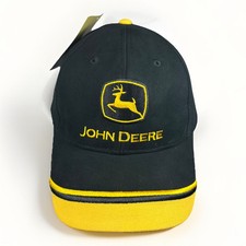 NWT John Deere Strapback Hat, Black  Yellow Farm Cap, Cary Francis Group