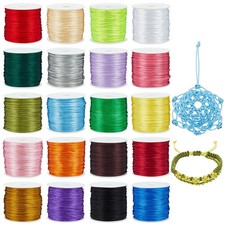 600 Yards 1mm Rattail Cord Nylon String Satin Cord 20 Colors Silk Cord Beadin...