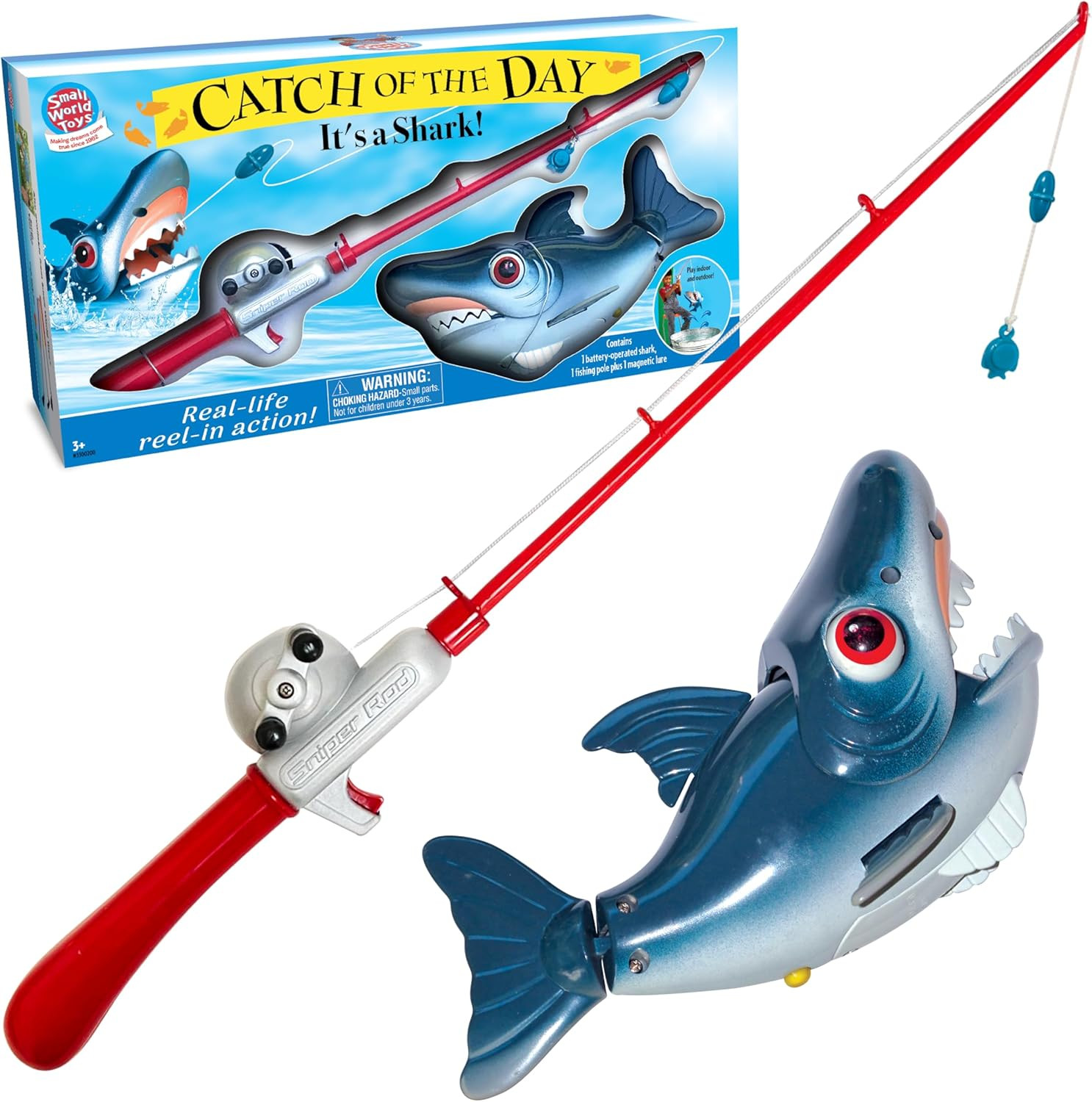 Magnetic Fishing Game, Catch of the Day Shark Fishing Toy for Kids Ages 3+, Incl