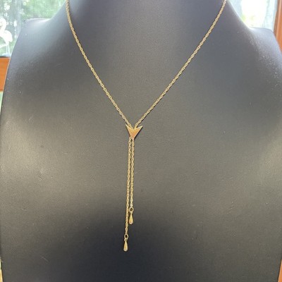 Vintage Michelle Lynn Gold Tone Fancy Links Arrow Charm Necklace 18 