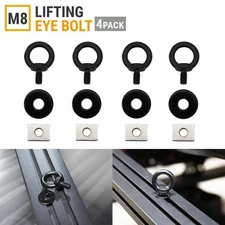 4 pcs M8 Lifting Eye Bolts Tie Down Washer Hex Nuts Black Stainless Steel