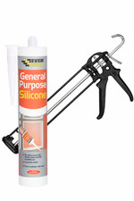 Everbuild Sika General Purpose Silicone Sealant 270 ml Clear With Caulking gun