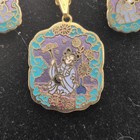 Speidel Signed 10K Gold Filled Purple Blue Enamel Pendant Necklace Earring Set — photo 2