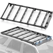 Full Size Roof Rack Cargo Basket with 4 LED Lights For 2010-2024 Toyota 4Runner