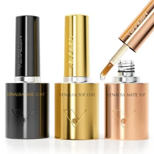 VENALISA 3 Pcs No Wipe Glossy and Matte Gel Top Coat and Base Coat Set for Gel N