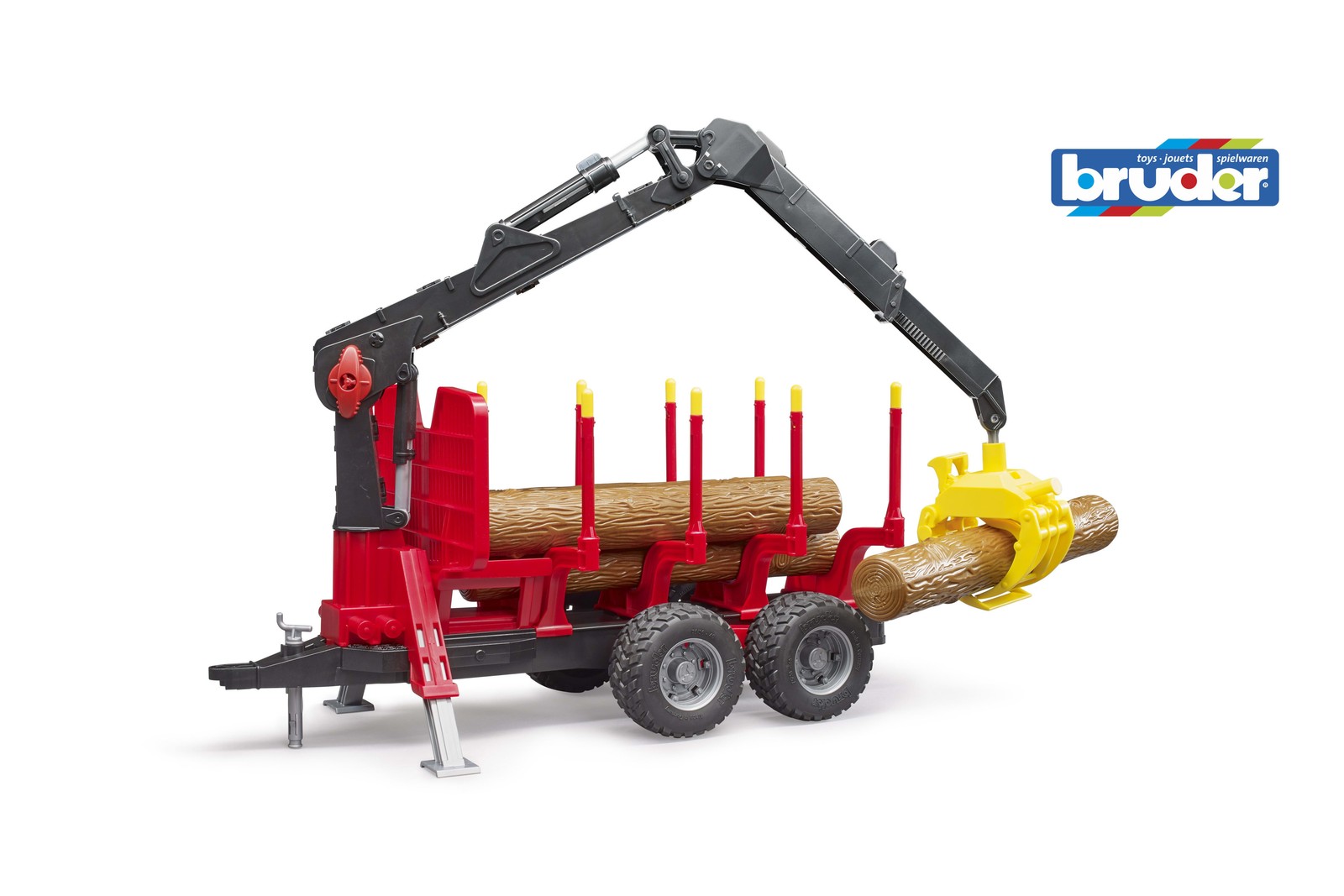 Bruder Forestry Trailer w/ Loading Crane & 4x Trunks Childrens Toy Vehicle Model