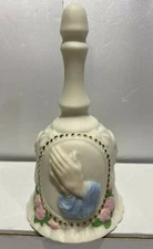 RELIGIOUS ITEM: Religious Praying Hands Bell 6" Tall Working Ringing Bell (UGC)