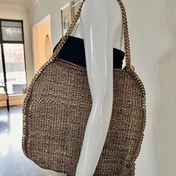 【送料&関税込】Stella McCartney falabella Brown Handbag Wit stella mccartney LARGE falabella bag brown tan BOUCLE