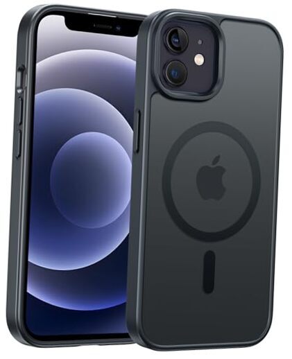 for iPhone 12 Phone Case: Magnetic Matte Textured Military Grade Drop Black