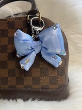Bow Plush Keychain Cute Pom Pom Keyring Key Chain Bag Charm Bling Rhineston
