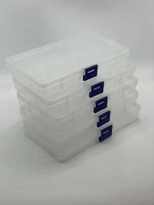 5 Pack Jewelry Organizer Box Earring Storage Clear Plastic 5 Grid Fishing Tackle
