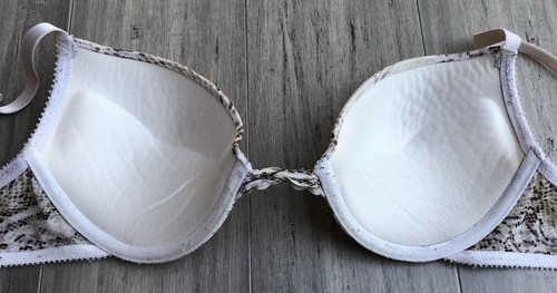 Soma Intimates 34B Bra Padded Demi Cup Adjustable Straps Ivory Tan Brown defects - Picture 5 of 10