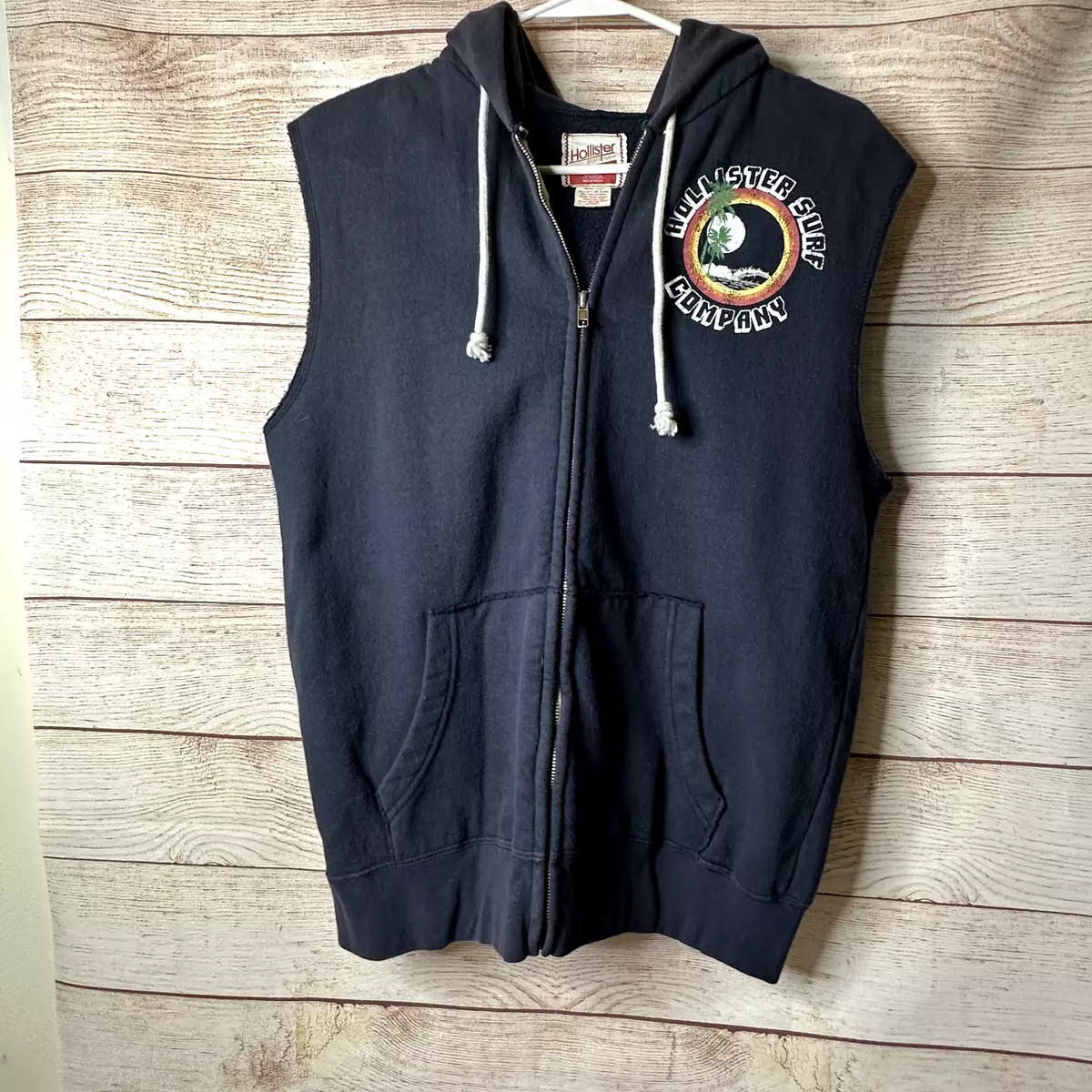 Navy blue top sleeveless hoodie