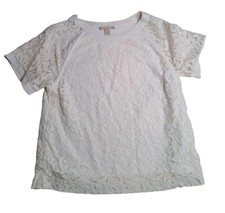 Banana Republic Womens Large white lace Short Sleeve top Lined