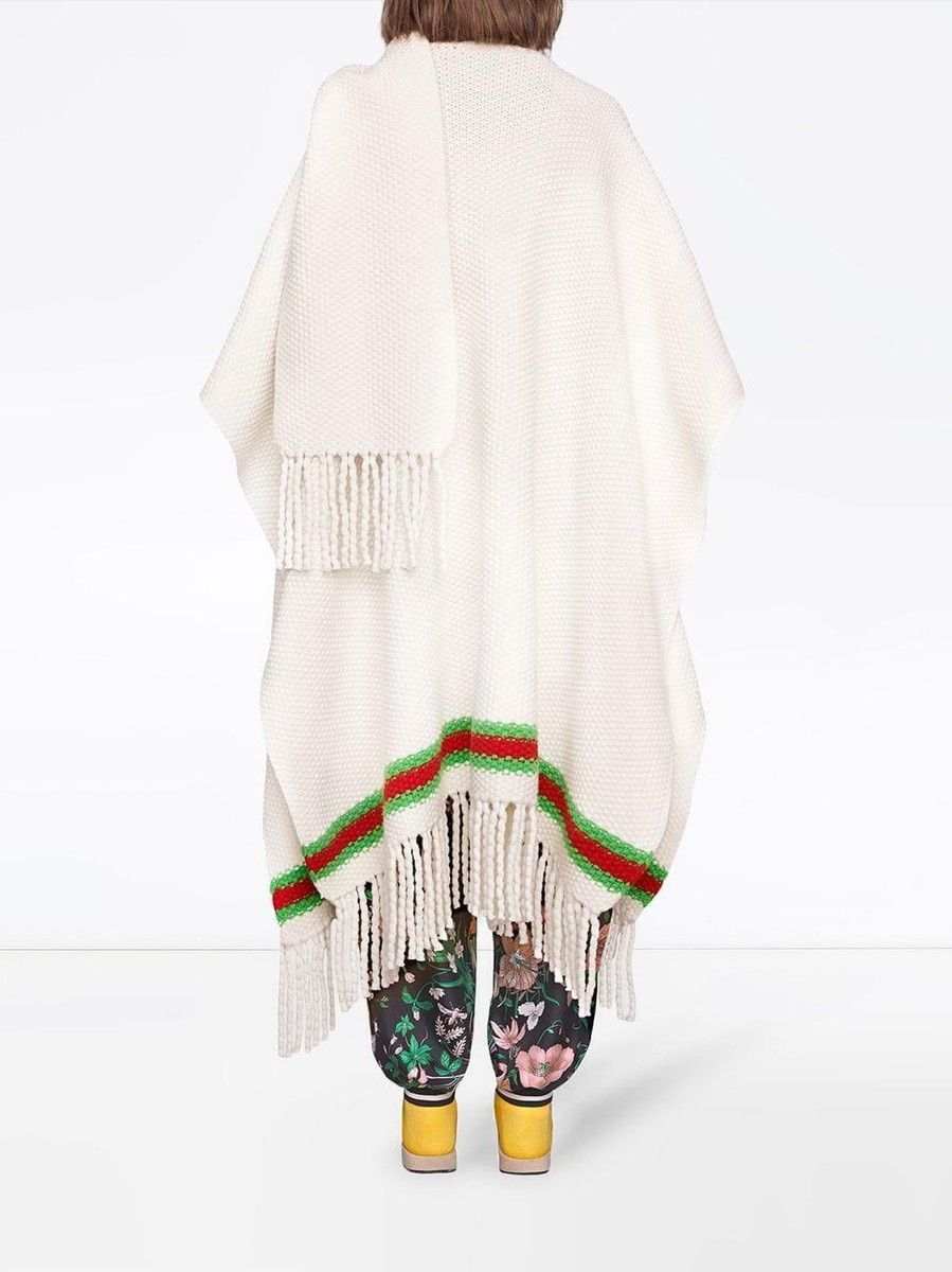 🆕️$5000 Authentic GUCCI White OVERSIZED 100% WOOL PONCHO CAPE