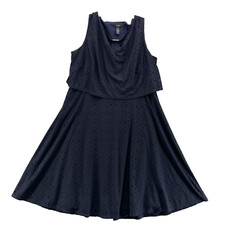 Alfani Dress Womens 14 W Navy Eyelet Preppy Classic Travel 90's Feminine Coastal