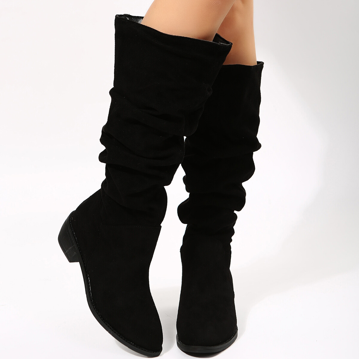 Women's Wide Calf Knee High Boots Slouch Flat Heel Wide Women's Wide Calf Knee High Boots Slouch Flat Heel Wide