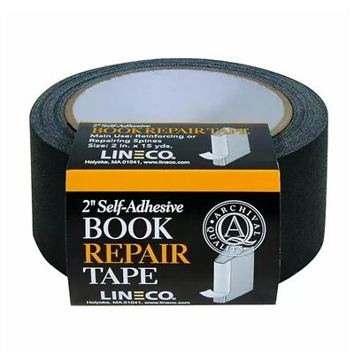 Lineco Buchreparaturband, 5 cm x 4,5 m, selbstklebend, Schwarz
