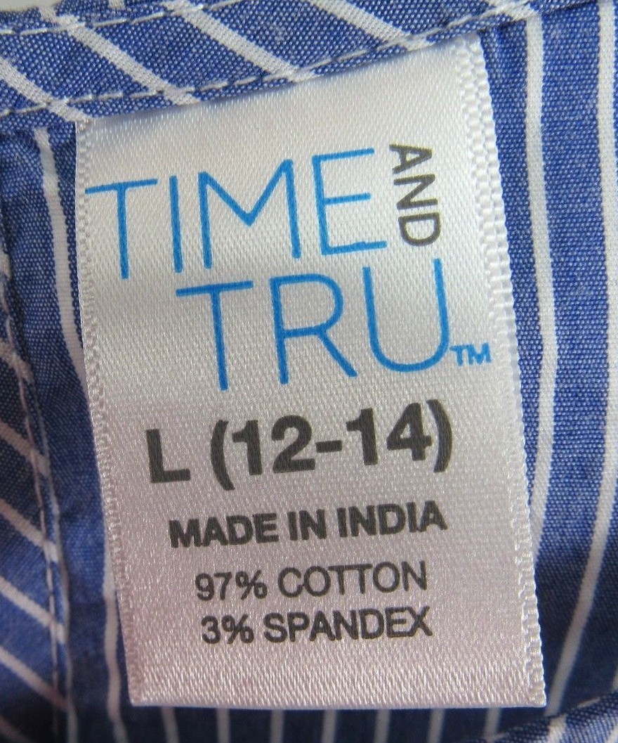 Pull Over New Time and Tru Top Sz L 12 14 Blue Stripe Pull Over Sleeveless Peplum ...