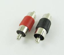 2pcs RCA Cable Coupler AV Audio Adapter Connector Male to RCA Plug Red Black