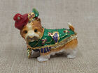 * Wow! Luck Of The Irish Terrier Dog Bejeweled Hinged Trinket Box *