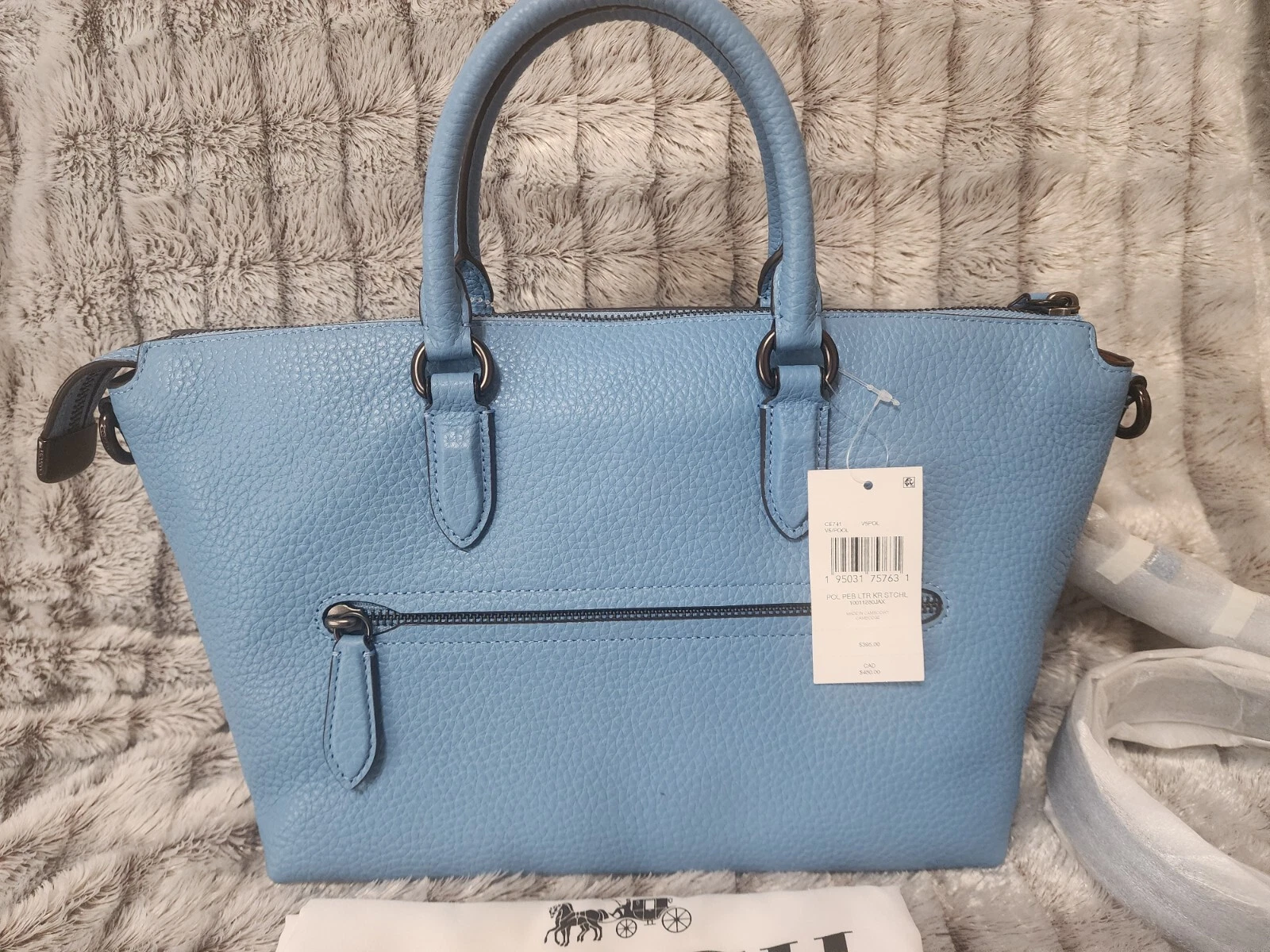 Borsa a tracolla Coach CE741 Cara borsa a mano in pelle blu piscina nuova