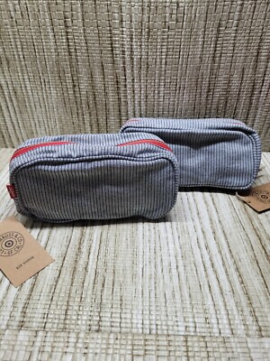 Levi's x Target Blue Gray Striped Zip Pouch Bag Accessory Bag (LOT OF 2)