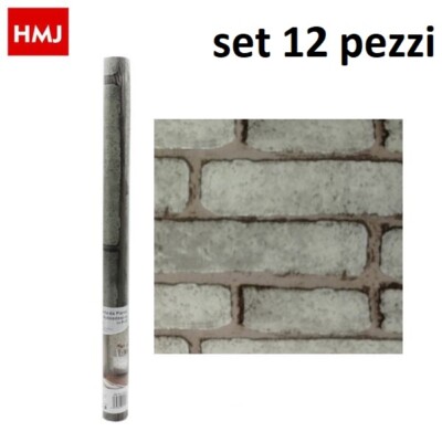 Set 12 Stück Kleberolle für Wände PVC 45cmx2mt Ziegel 5072 hmj