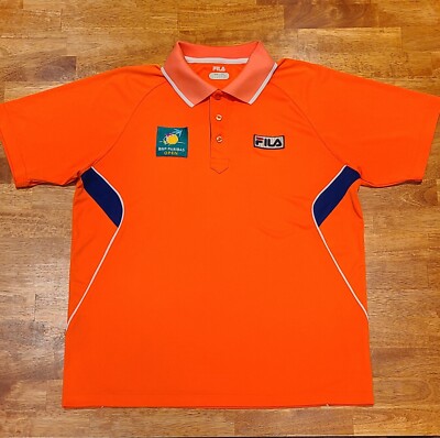 FILA POLO (BNP PARIBAS OPEN 非売品) Fila BNP Paribas Tennis Polo Shirt Men's Sz Large Orange