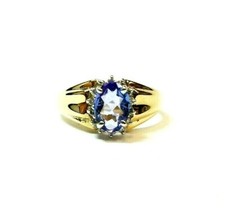.60 CARAT TANZANITE AND DIAMOND 14K YELLOW GOLD RING SIZE 6