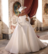 Elegant Strapless Mermaid Wedding Dress With Detachable Train Corset Lace up