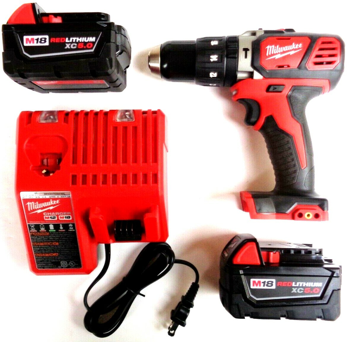 Milwaukee M18 2607-20 1/2 Hammer Drill, 2) 48-11-1850 Batteries