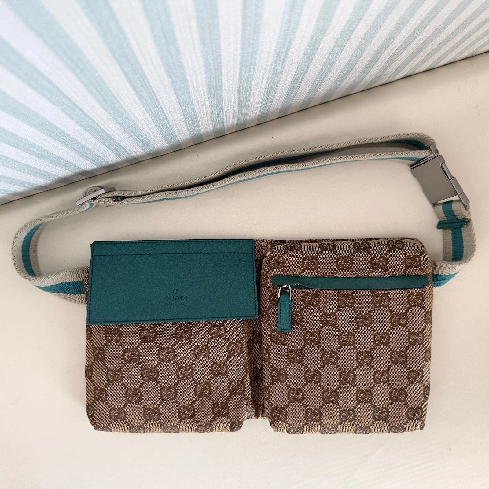 Sac bandoulière GUCCI GG toile ligne sherry 28566 bleu beige toile