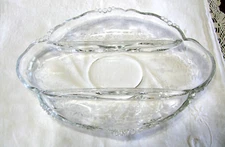 Antique Heisey Clear Glass Relish Dish in Orchid Pattern
