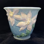 Roseville Clematis, Blue 1940s Vintage Art Pottery Ceramic Flower Pot 668-5" B14